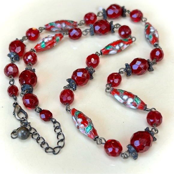 Vintage Cloisonné beaded necklace - Picture 1 of 7